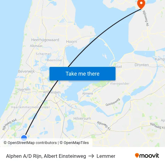 Alphen A/D Rijn, Albert Einsteinweg to Lemmer map