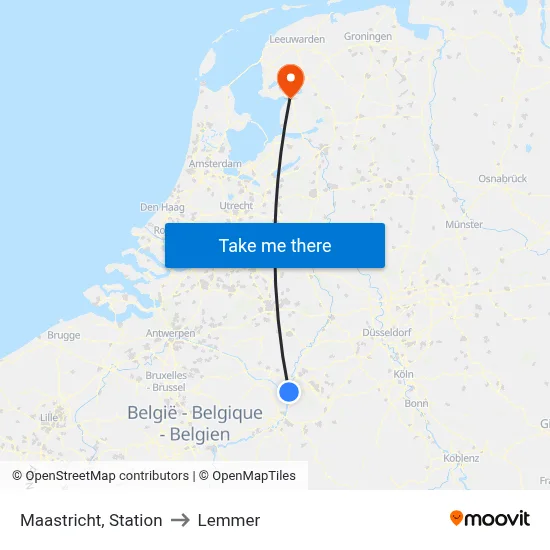 Maastricht, Station to Lemmer map