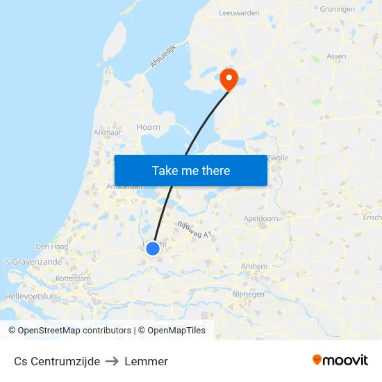Cs Centrumzijde to Lemmer map