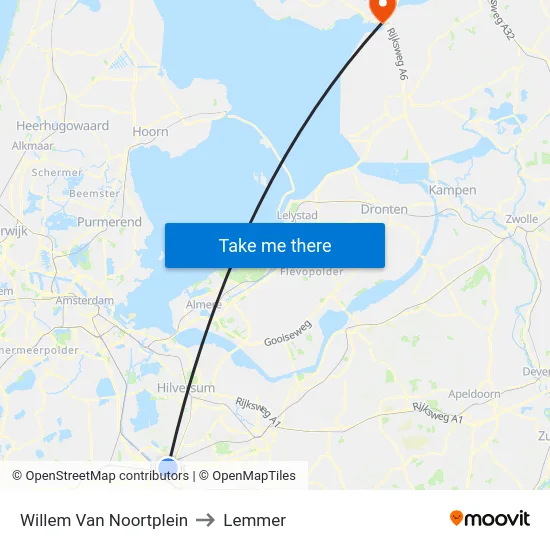 Willem Van Noortplein to Lemmer map