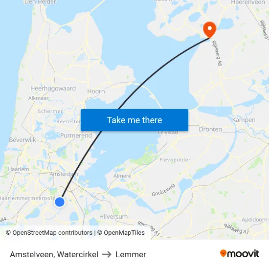 Amstelveen, Watercirkel to Lemmer map