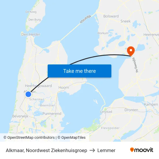 Alkmaar, Noordwest Ziekenhuisgroep to Lemmer map