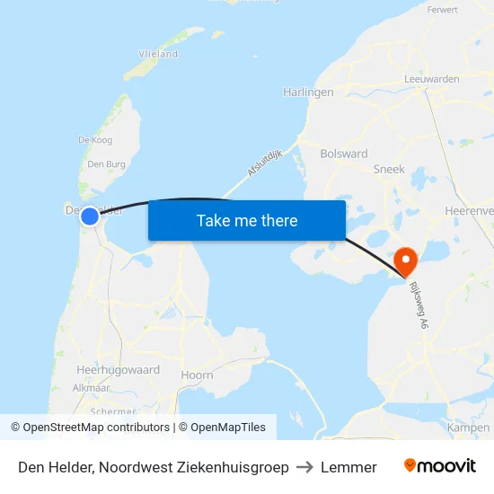 Den Helder, Noordwest Ziekenhuisgroep to Lemmer map