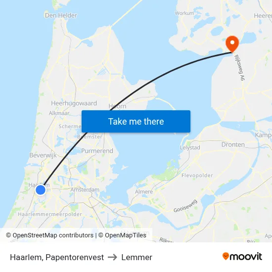 Haarlem, Papentorenvest to Lemmer map