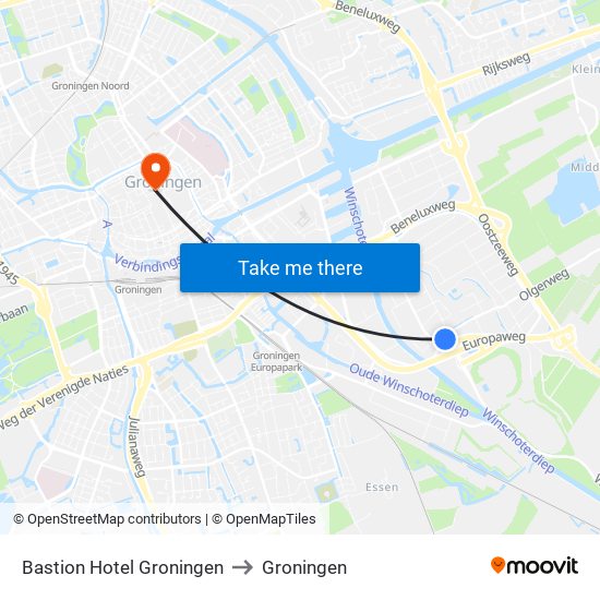 Bastion Hotel Groningen to Groningen map