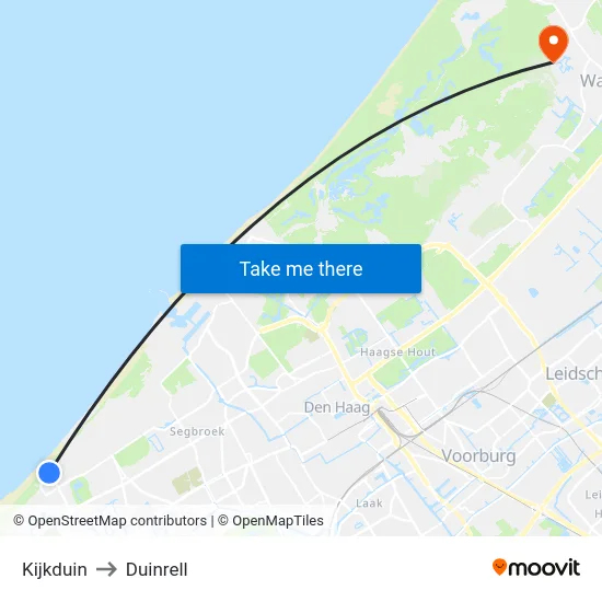 Kijkduin to Duinrell map