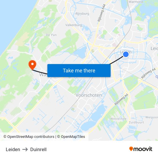 Leiden to Duinrell map
