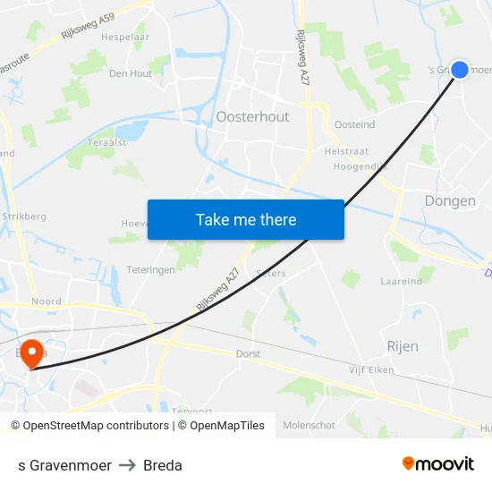 s Gravenmoer to Breda map