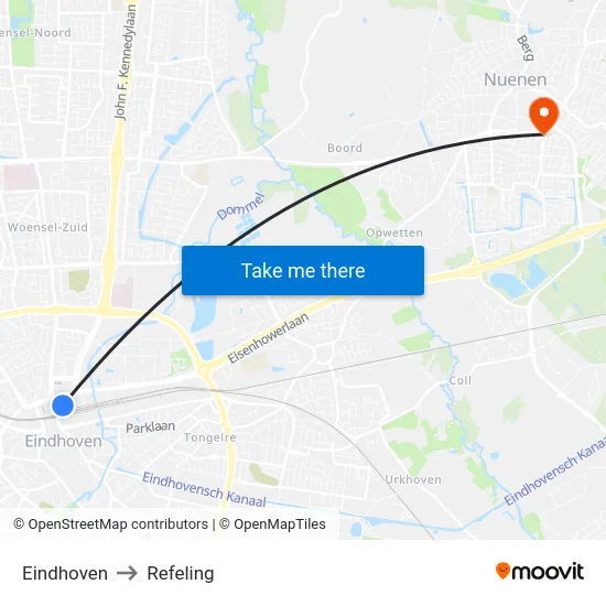 Eindhoven to Refeling map