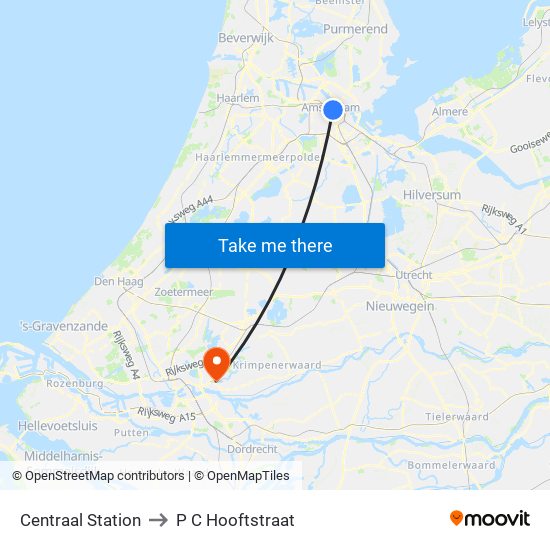 Centraal Station to P C Hooftstraat map