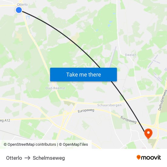 Otterlo to Schelmseweg map