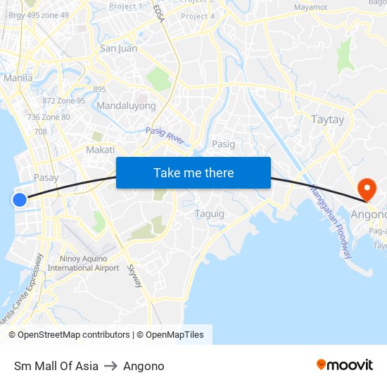 Sm Mall Of Asia to Angono map