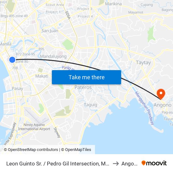 Leon Guinto Sr. / Pedro Gil Intersection, Manila to Angono map