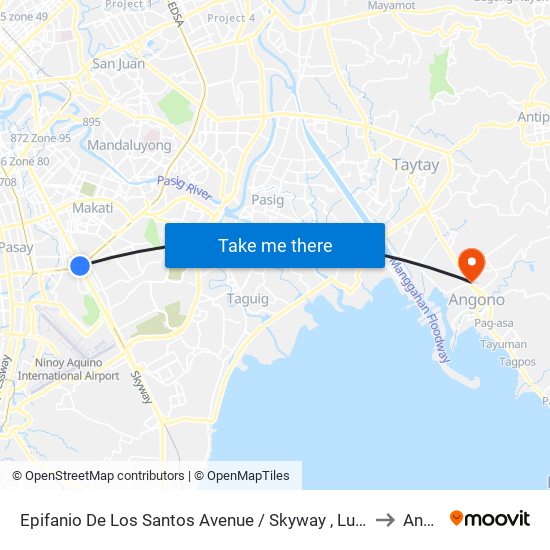 Epifanio De Los Santos Avenue / Skyway , Lungsod Ng Makati, Manila to Angono map