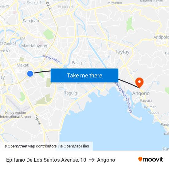 Epifanio De Los Santos Avenue, 10 to Angono map