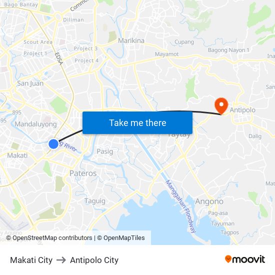 Makati City to Antipolo City map