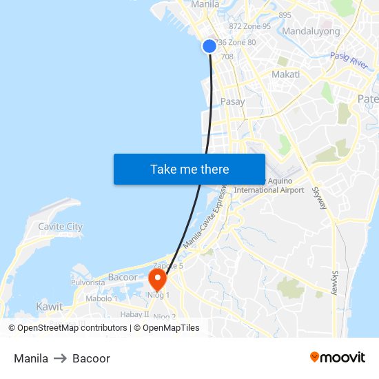 Manila to Manila map