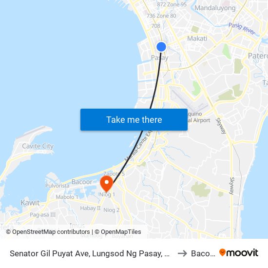Senator Gil Puyat Ave, Lungsod Ng Pasay, Manila to Bacoor map