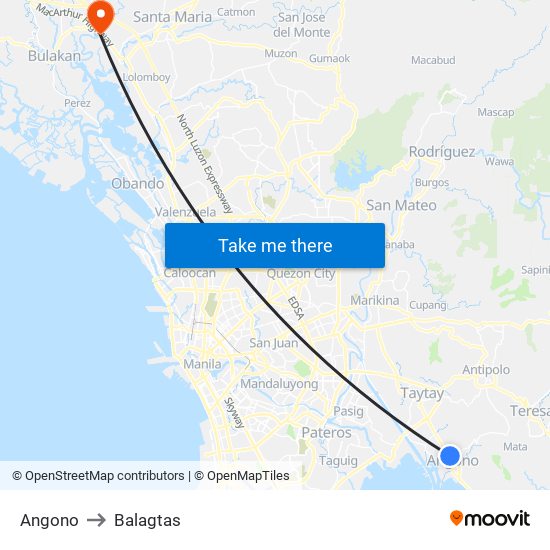 Angono to Balagtas map