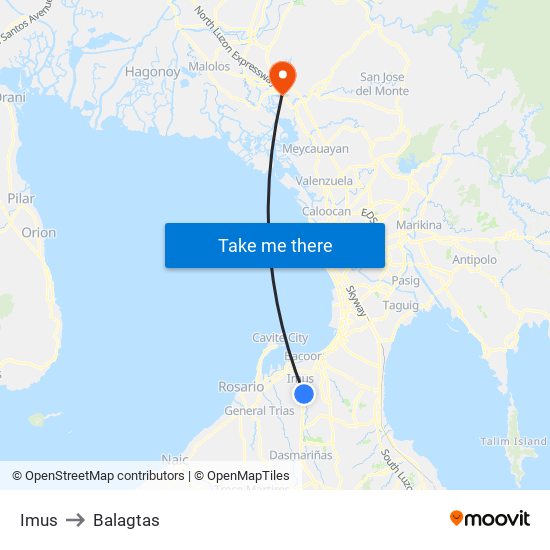 Imus to Balagtas map