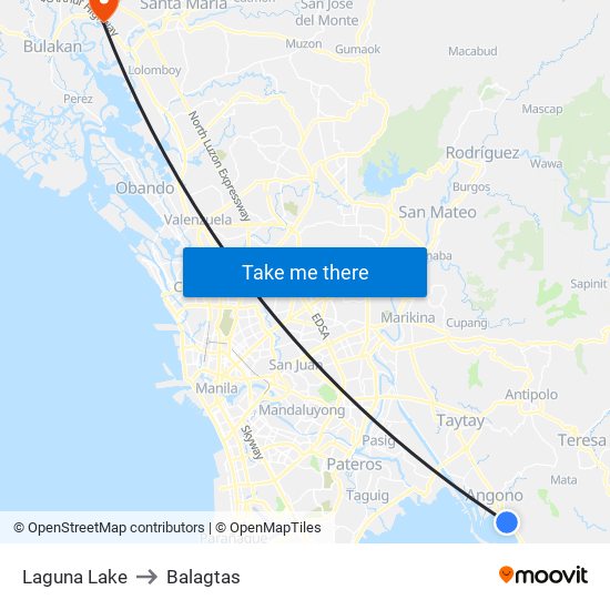 Laguna Lake to Balagtas map