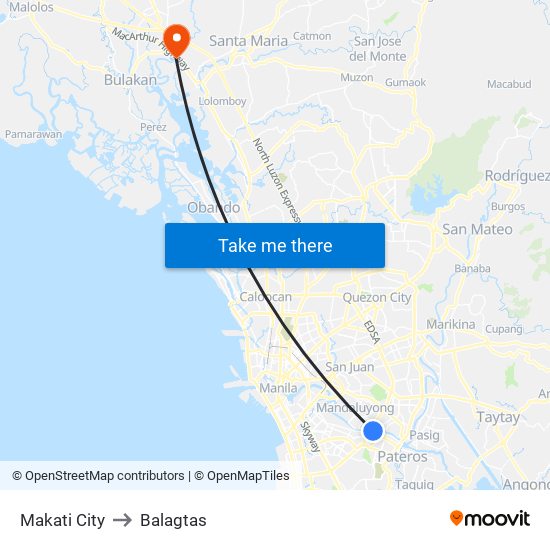Makati City to Balagtas map