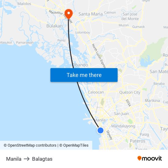 Manila to Balagtas map