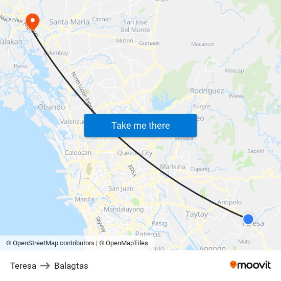 Teresa to Balagtas map