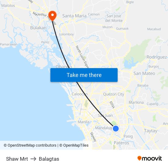 Shaw Mrt to Balagtas map