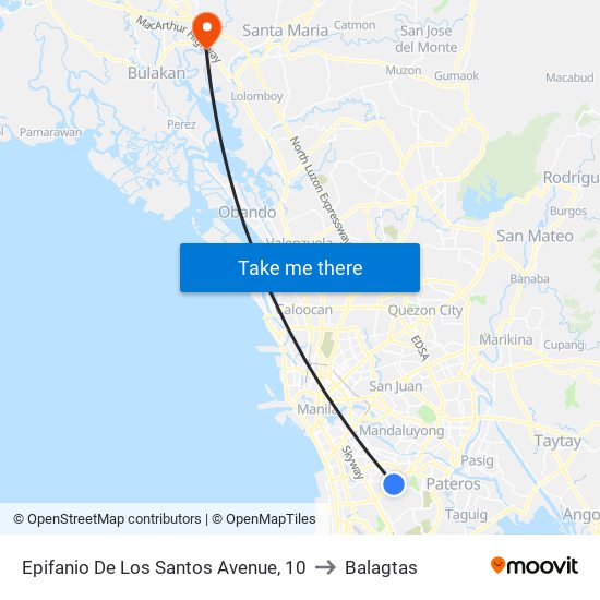 Epifanio De Los Santos Avenue, 10 to Balagtas map