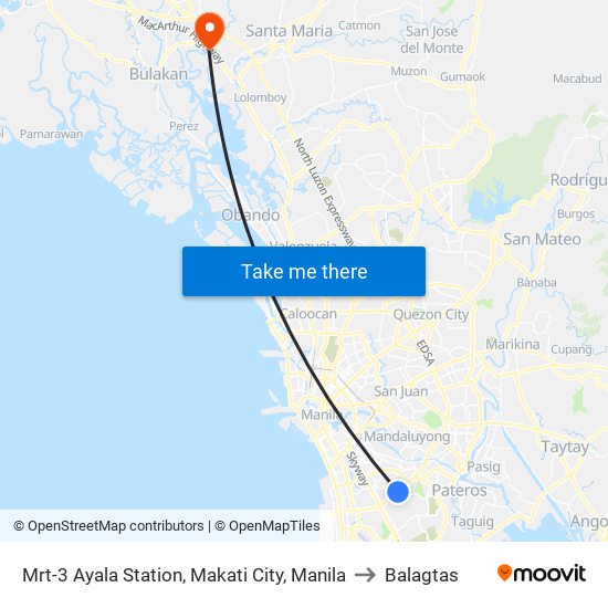 Mrt-3 Ayala Station, Makati City, Manila to Balagtas map