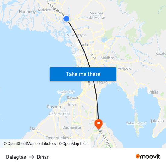 Balagtas to Biñan map