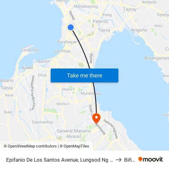 Epifanio De Los Santos Avenue, Lungsod Ng Pasay to Biñan map