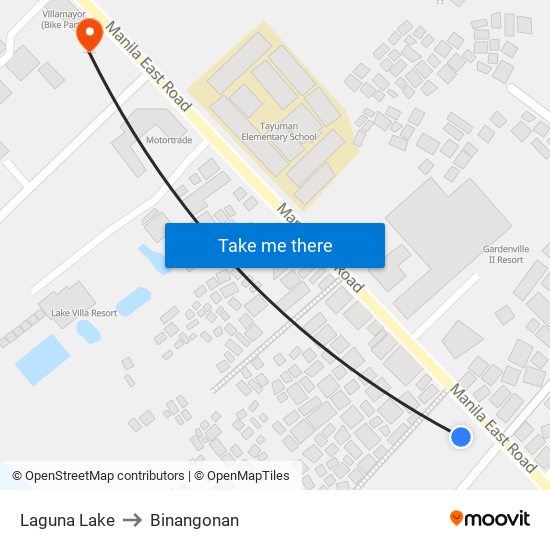 Laguna Lake to Binangonan map