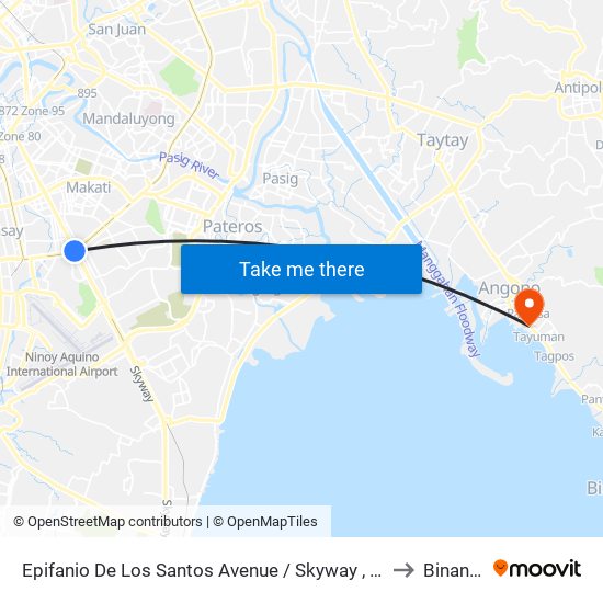 Epifanio De Los Santos Avenue / Skyway , Lungsod Ng Makati, Manila to Binangonan map