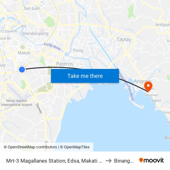 Mrt-3 Magallanes Station, Edsa, Makati City, Manila to Binangonan map