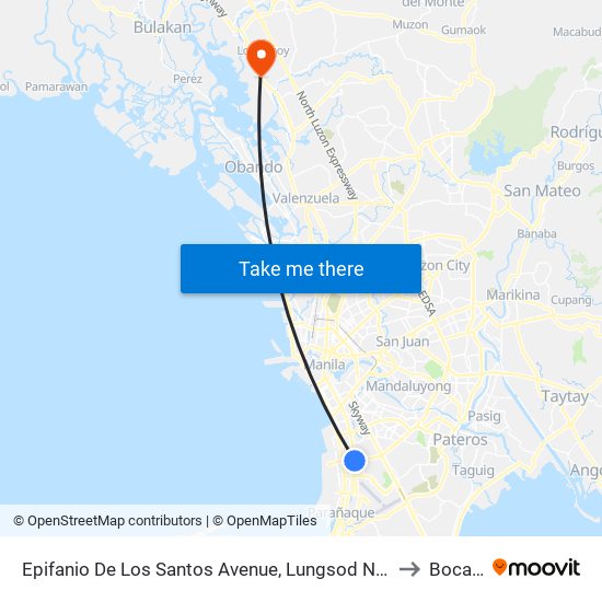 Epifanio De Los Santos Avenue, Lungsod Ng Pasay to Bocaue map