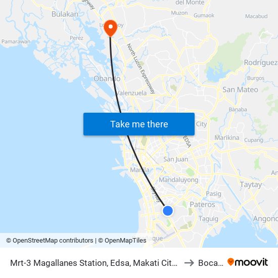 Mrt-3 Magallanes Station, Edsa, Makati City, Manila to Bocaue map