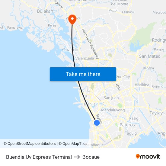 Buendia Uv Express Terminal to Bocaue map