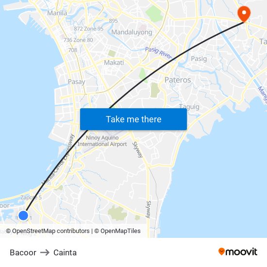 Bacoor to Cainta map