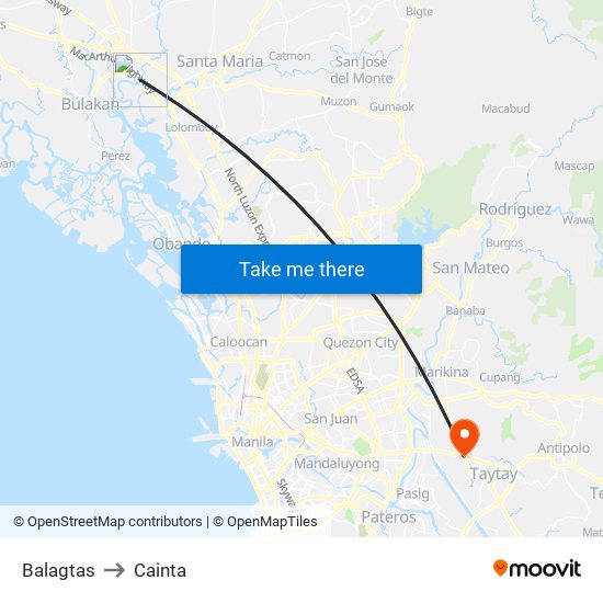 Balagtas to Cainta map