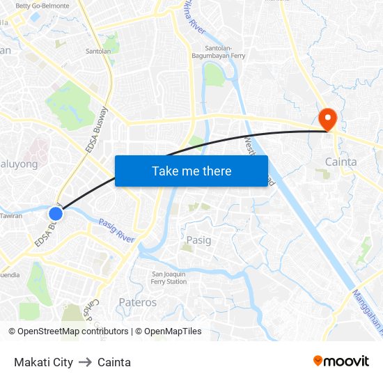Makati City to Cainta map