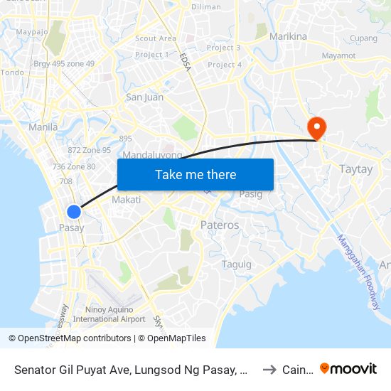Senator Gil Puyat Ave, Lungsod Ng Pasay, Manila to Cainta map