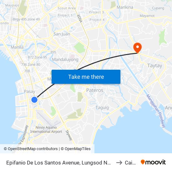 Epifanio De Los Santos Avenue, Lungsod Ng Pasay to Cainta map