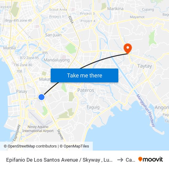 Epifanio De Los Santos Avenue / Skyway , Lungsod Ng Makati, Manila to Cainta map