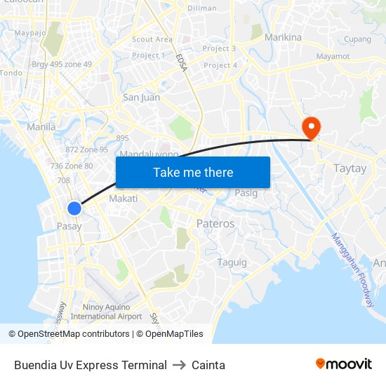 Buendia Uv Express Terminal to Cainta map