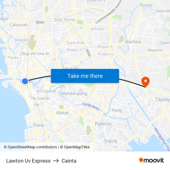 Lawton Uv Express to Cainta map