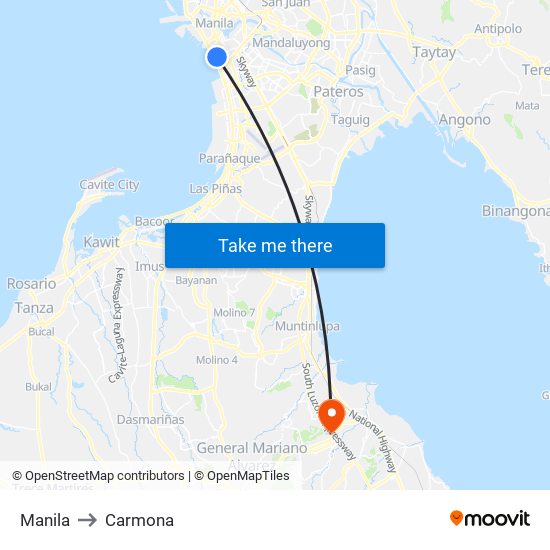 Manila to Carmona map