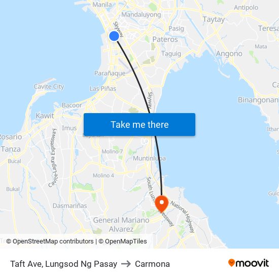 Taft Ave, Lungsod Ng Pasay to Carmona map