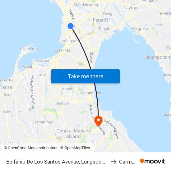Epifanio De Los Santos Avenue, Lungsod Ng Pasay to Carmona map